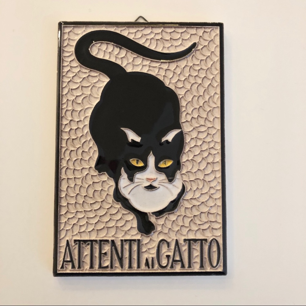 Black and White Cat Decor Tile